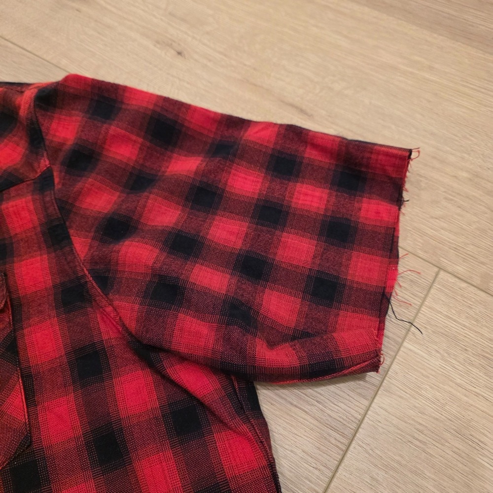 RRL Ralph Lauren Plaid Workshirt Mens XXL Western Sleeve & Hem Cut Distressed - Picture 4 of 16